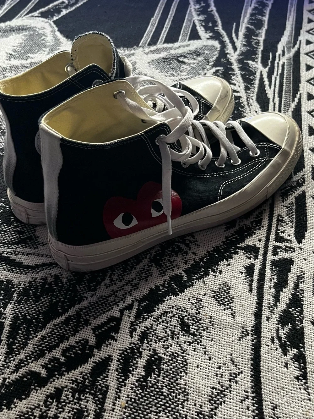 Converse Black High-Top Sneakers with Red Heart Graphic
